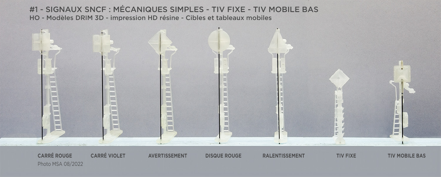 Les signaux mécaniques SNCF DRIM 3D sont d'une finesse exceptionnelle.
Montage d'une petite série avant mise en peinture
